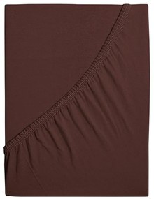 Cearsaf jersey din bumbac mako LUXORA 90x200 cm maro inchis
