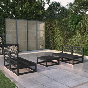 vidaXL Set mobilier de grădină, 5 piese, negru, lemn masiv de pin