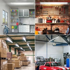 Corp de iluminat tehnic LED T8, 2 x soclu G13, 20 W, 230 V, 6500 K, 120 cm, IP65, alb