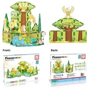 Set magnetic de construcție PicassoTiles Safari cu 8 animale