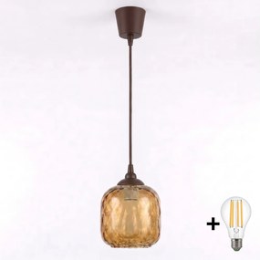 Brilagi - Lustru LED suspendat pe cablu R GLASS 1xE27/60W/230V Ø 14 cm maro/maro fumuriu