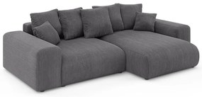 Colțar gri extensibil/cu spațiu de depozitare cu tapițerie din catifea reiată (cu colț variabil) Luma – Ropez