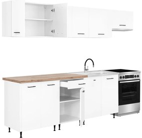 Unitate de bucătărie Primo 280 cu blat de lucru din stejar charlestone alb