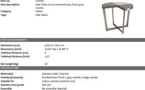 Masuta laterala design elegant LUX Turino, alama periata 114352 HZ