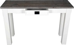 Masă lemn masiv alb de perete cu sertar Lahoma /Maro, 120 × 41 × 78 cm