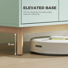 HOMCOM Comodă TV 120 cm, corp TV pentru televizoare până la 91,4 cm cu 2 uși, sertar, compartiment deschis, verde deschis | Aosom Romania