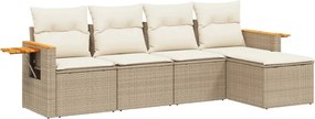 vidaXL Set canapele de grădină cu perne, 5 piese, bej, poliratan