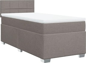 vidaXL Pat box spring cu saltea, gri taupe, 90x200 cm, textil