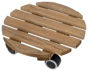 Suport din lemn cu roți pentru ghivece Esschert Design, ø 28,7 cm, maro