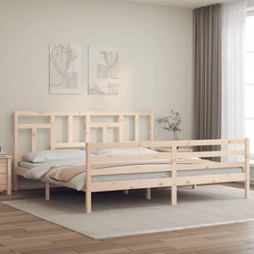3194981 vidaXL Cadru pat cu tăblie 200x200 cm, lemn masiv de pin