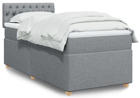 vidaXL Pat continental cu saltea, gri deschis, 80x200 cm, textil