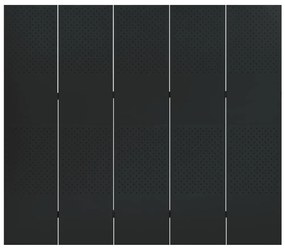 335901 vidaXL Paravan de cameră cu 5 panouri, negru, 200x180 cm, oțel