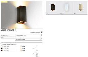 Aplica de perete cu lumina ambientala VELIA SQUARE 2 alama