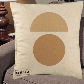 Perna Decorativa Geometric Minimalist Auriu, 40x40 cm, Bej, Husa Detasabila, Perna Inclusa, BEKZ®