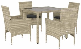 3278574 vidaXL Set mobilier grădină perne 5 piese gri deschis poliratan sticlă