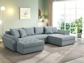 Colțar extensibil dumonde cu ladă de depozitare si sezut confortabil din spuma high-density, Loana U Zoom Grey 355x185 cm