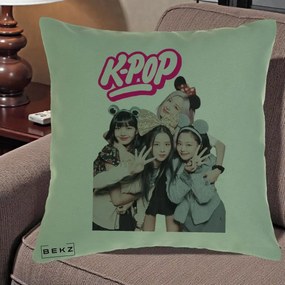 Perna Personalizata BLACKPINK K-Pop Grup Pozitii Amuzante, 40x40 cm, Verde, Husa Detasabila, Perna Inclusa, BEKZ®
