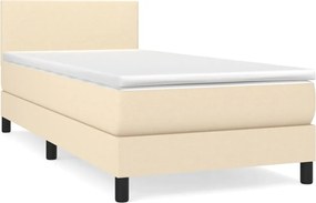 vidaXL Pat box spring cu saltea, crem, 100x200 cm, textil