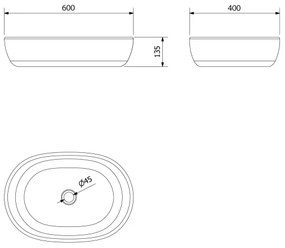 Sapho - Lavoar pentru blat PRIORI 60x40 cm ceramică/negru/albastru