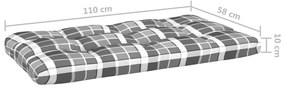 Canapea de mijloc de gradina din paleti, alb, lemn pin tratat model gri carouri, canapea de mijloc, Alb, 1