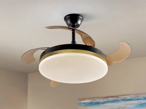 Lustra LED cu Ventilator si telecomanda, lame retractabile Vento negru/auriu