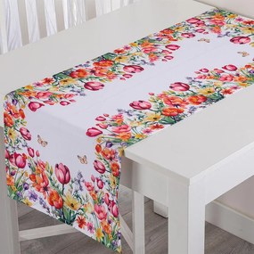 Traversă de masă cu imprimeu FLORI COLORATE 40 x 110 cm