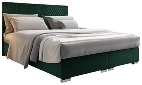 Pat matrimonial180 cm Boxspring Harlan Comfort (verde închis) (cu somieră, saltea și sp. depozitare). 1056004