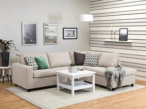 Colțar Scandinavian Choice C148Beige, Negru, 250x195x79cm, Picioare: Plastic