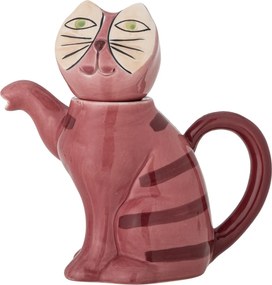Ceainic din ceramică artizanală, multicolor, pictat manual în formă de pisică cu coadă curbată, 19x9x20,5 cm, 500 ml, „Missy"