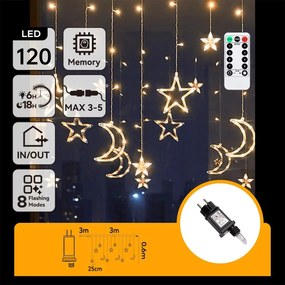 Aigostar - LED ghirlandă de Crăciun pentru exterior 120xLED/6W/230V/8 funcții 3x0,6m IP44 alb caldDO