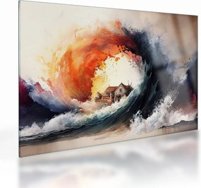 Tablou pe sticlă - În vârtejul potopului, acuarelă (70x50 cm)
