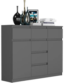 Comoda de design S-62D cu linii curate - diverse finisaje colorate antracit