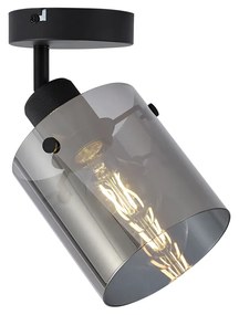 Spot de perete negru de design cu sticlă fumurie - Domo