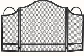 HOMCOM Paravan pentru Șemineu Pliabil cu 3 Panouri, Protecție Anti-Scântei, Metal, 122x1x74 cm, Negru | Aosom Romania