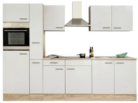 Mobilă de bucătărie Yorki 300, corp din stejar Sonoma, cu față alb satinat