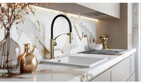 Baterie de chiuvetă cu pipă flexibilă Deante BRC_R72M CORDA auriu periat