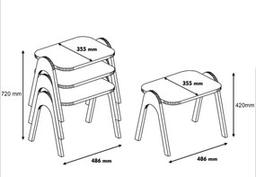 SET 3x măsuță laterală PARIS crem/maro