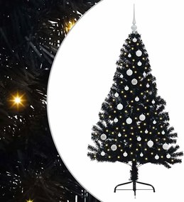 vidaXL Pom de Crăciun artificial pre-iluminat Negru 150 cm PVC