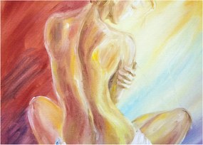 Tablou - Imaginea unei femei care se odihnește, pictură în ulei (70x50 cm)