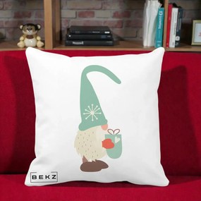 Perna Decorativa Gnom Nordic cu Cana Calda Menta, 40x40 cm, Alba Mata, Husa Detasabila, Perna Inclusa, BEKZ®