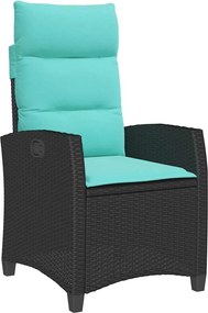 vidaXL Scaun de grădină înclinabil cu măsuță laterală polirattan negru