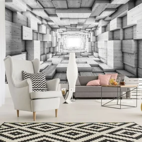 Fototapet - 3D tunel din lemn (254x184 cm)