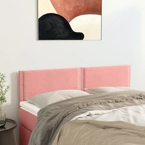 345943 vidaXL Tăblii de pat, 2 buc, roz, 72x5x78/88 cm, catifea
