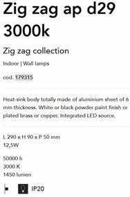 Aplica LED moderna ambientala Zig zag ap d29 3000k NERO