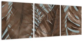 Tablou - Frunze de palmier acvarel (cu ceas) (90x30 cm)