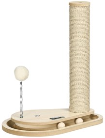 PawHut Stalp de zgariat din PAL si iuta pentru pisici 4kg max cu mingi de joc incluse, 35x23x40 cm, culoare stejar | AOSOM RO