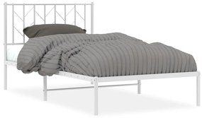 374480 vidaXL Cadru de pat metalic cu tăblie, alb, 100x190 cm