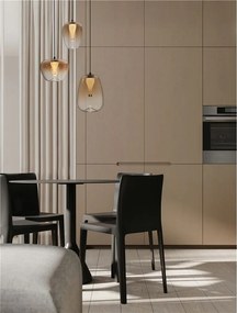 Lustra moderna cu 3 pendule LED, Metal, Sticla, Chihlimbar, OBLO