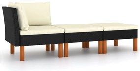 vidaXL Set mobilier grădină, 3 piese, poliratan & lemn masiv eucalipt