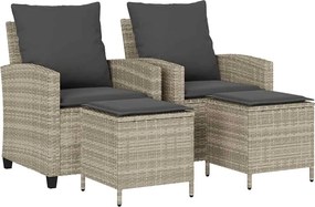 vidaXL Set canapea de grădină cu perne, 4 piese, gri deschis poliratan